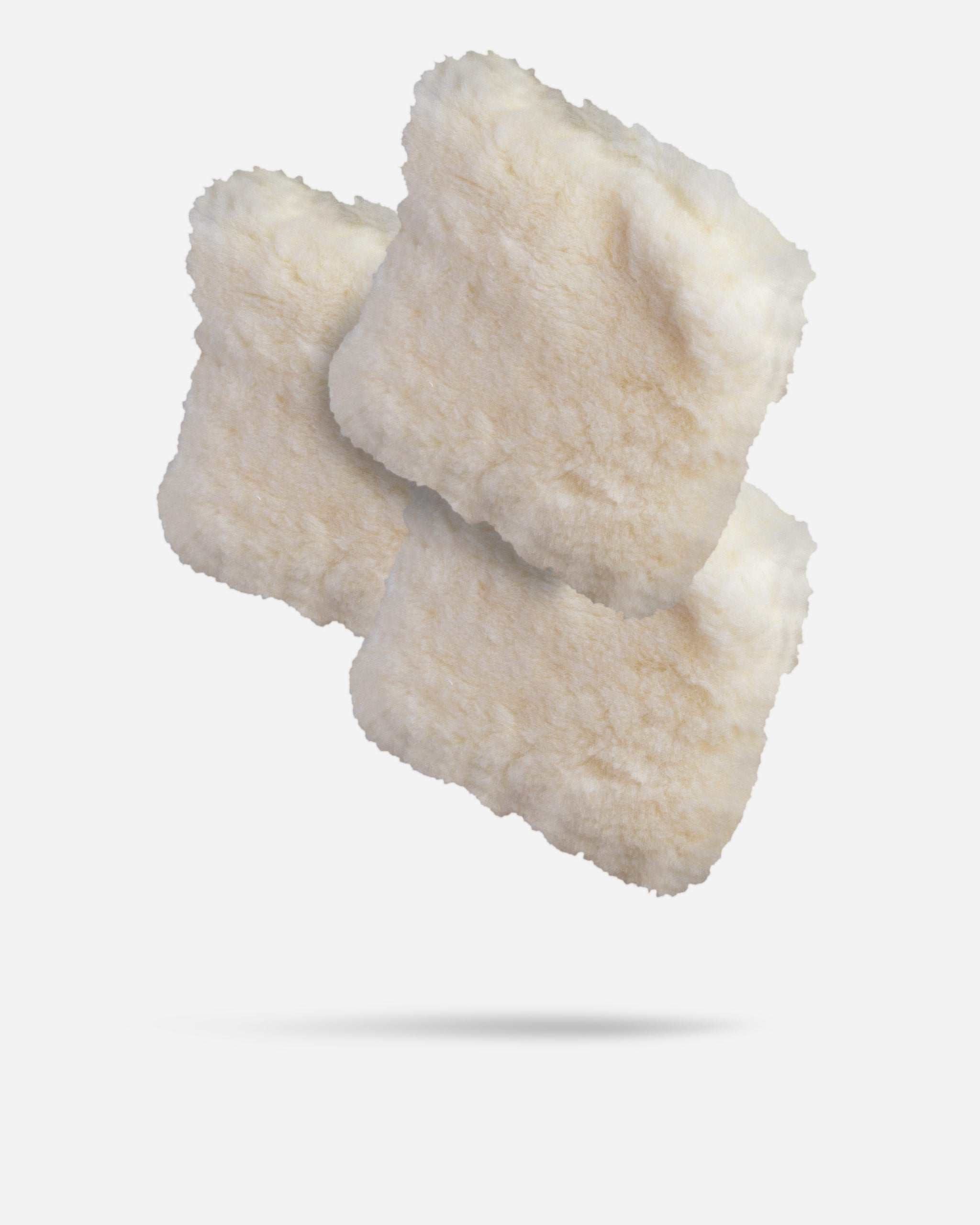 Two Adam's 10-inch Car Wash Pads made of soft, plush fibers, overlapped and displayed against a white background.