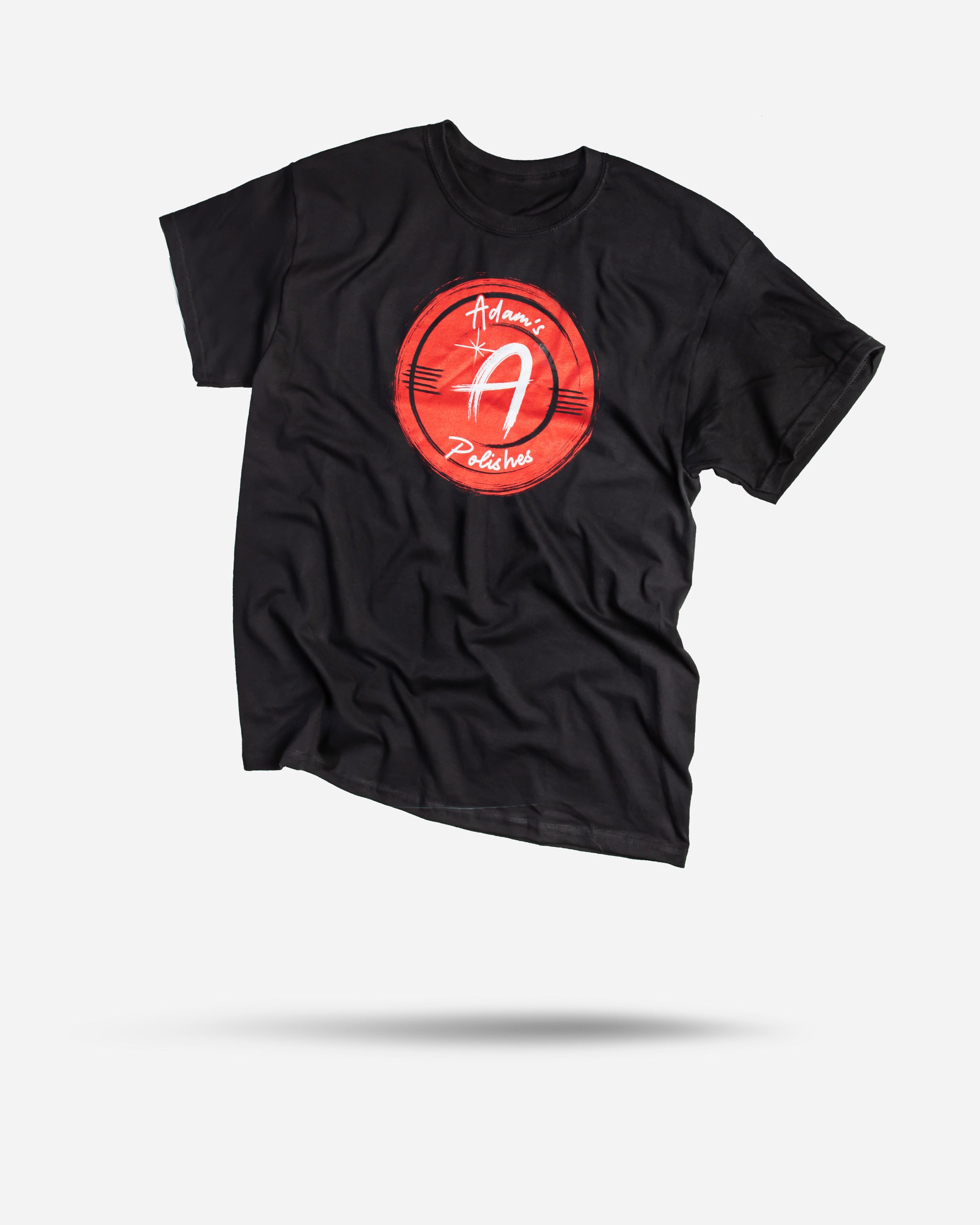 Adam's Brushed Logo Black T-Shirt - Red Logo