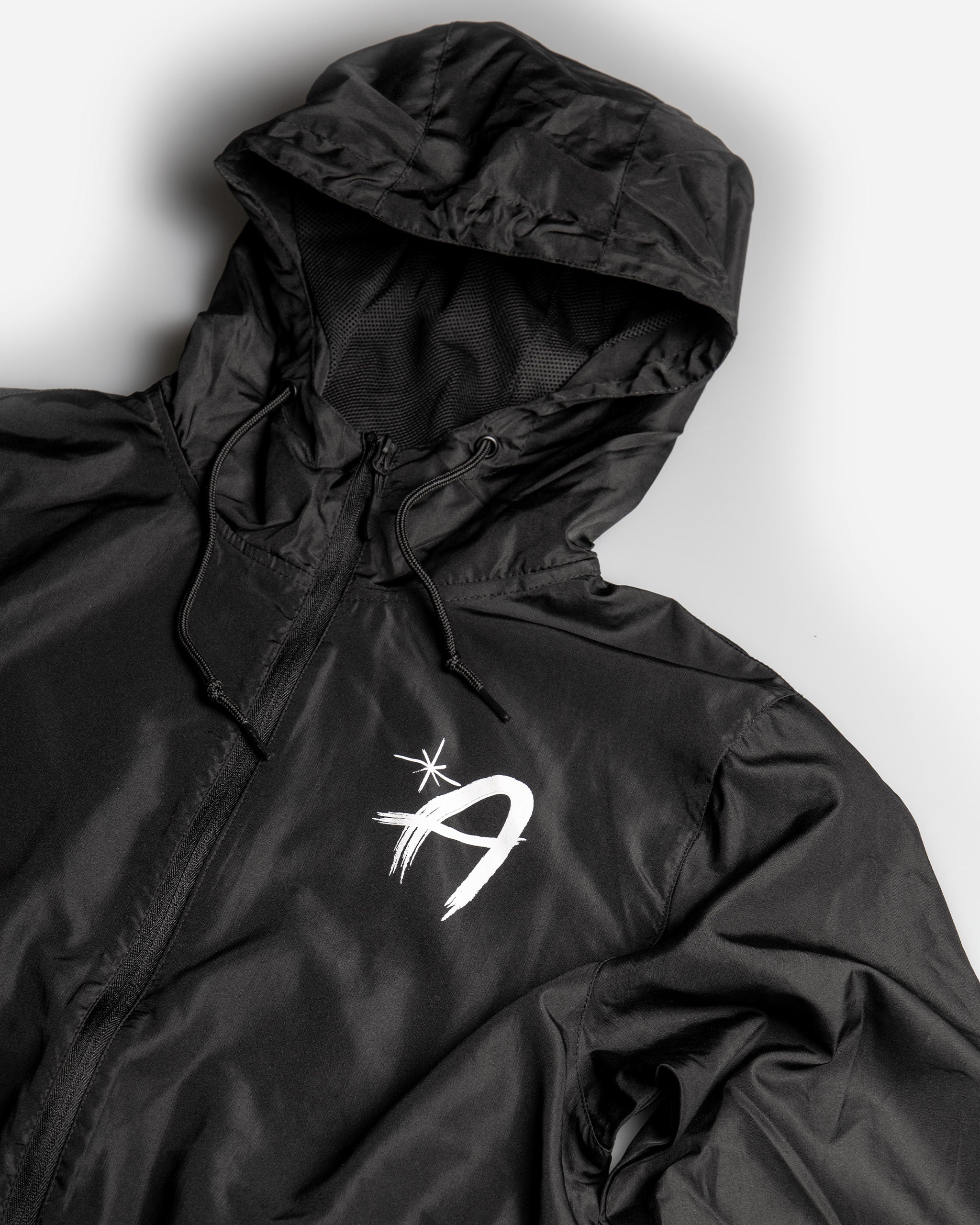 Adam's Black Brushed Logo Windbreaker