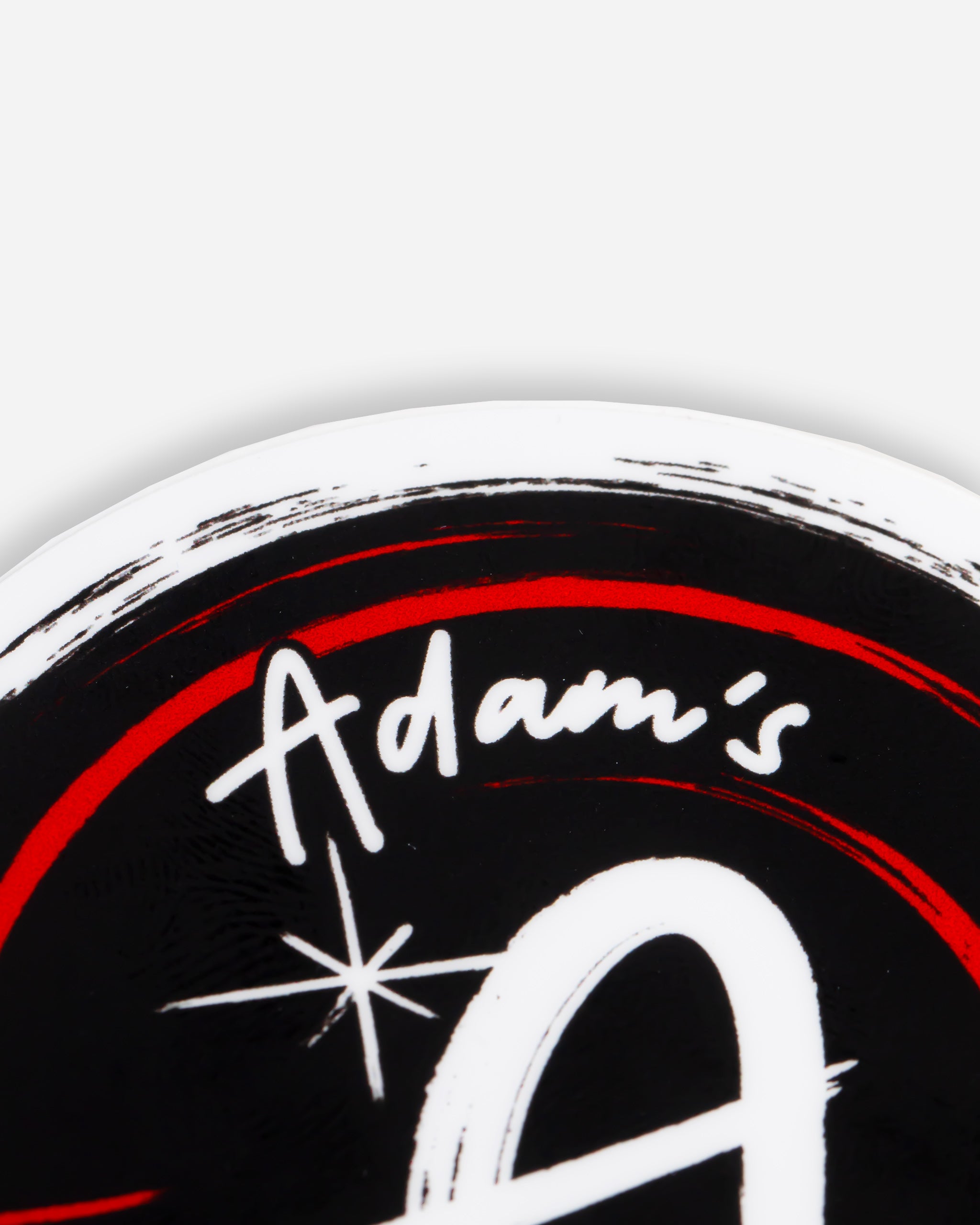 Adam's Red Brushed Logo Sticker 3"