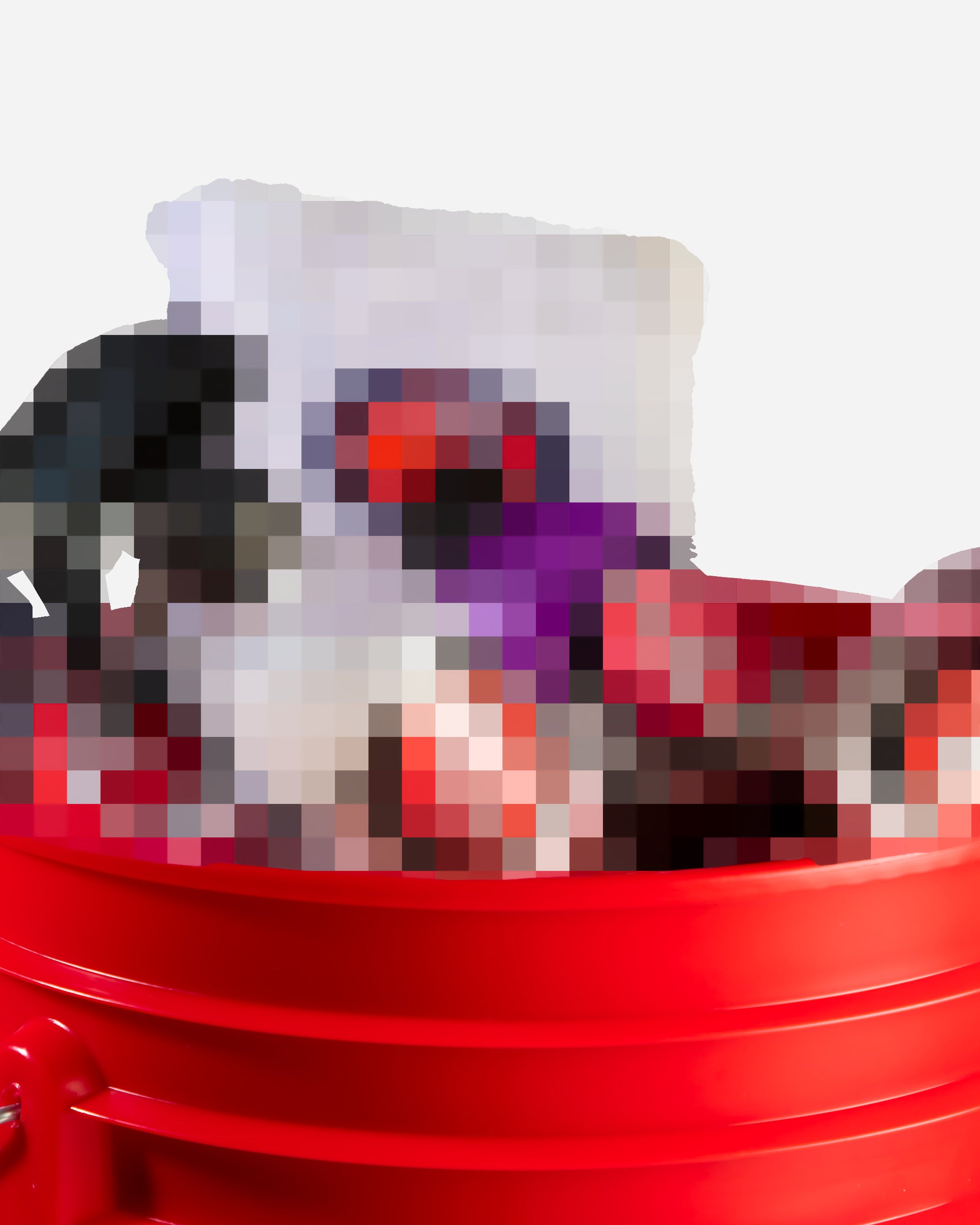 Alt text: A red bucket labeled "Adam's Mystery Bucket" priced at $69.99 filled with assorted, blurred automotive care products on a white background.