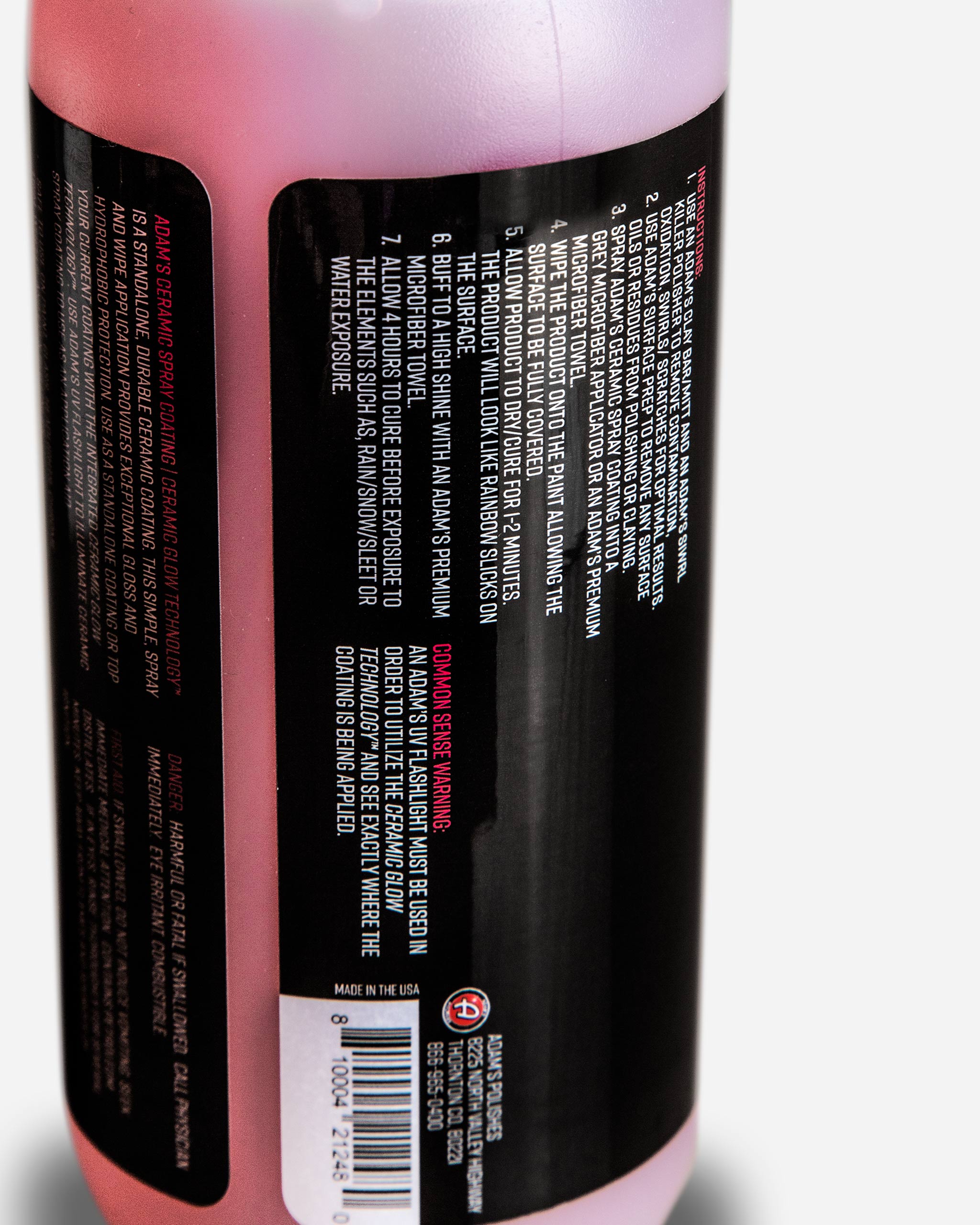Adam's UV Ceramic Spray Coating 12oz w/ 2 Single Soft Towels