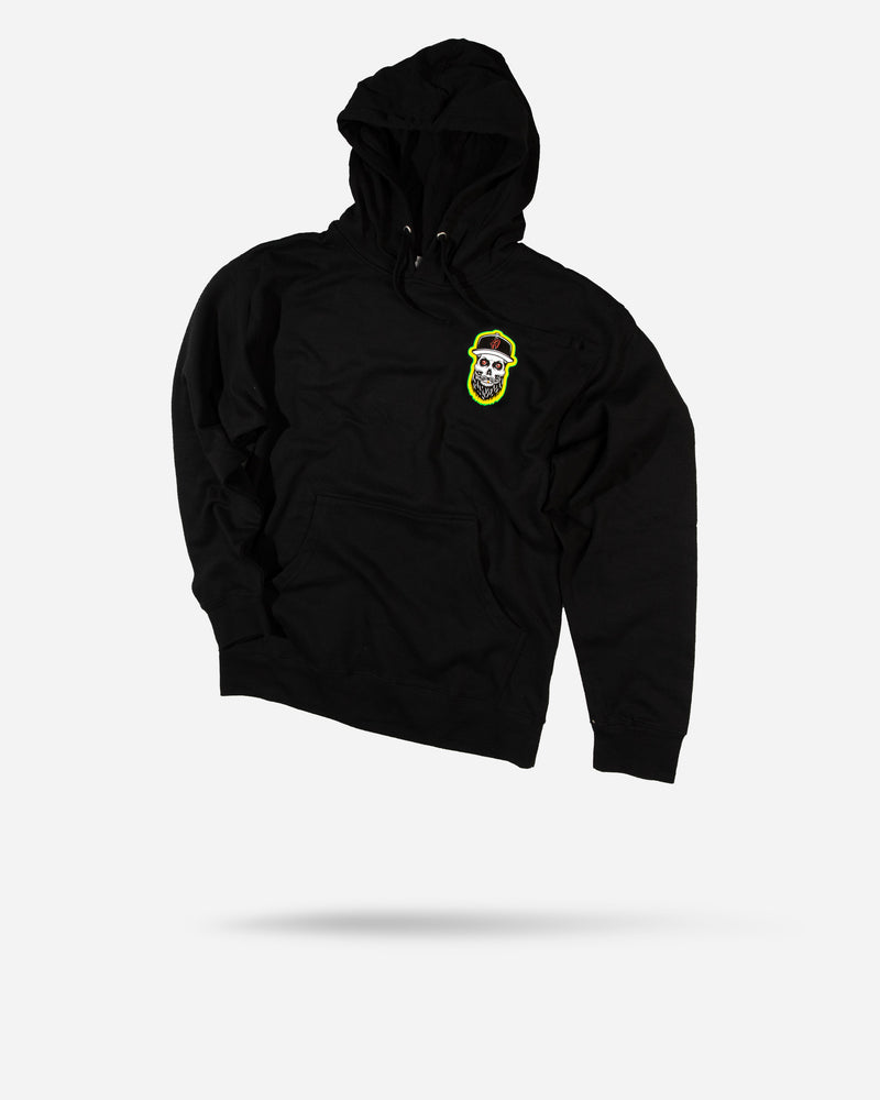 Black hoodie store yellow writing