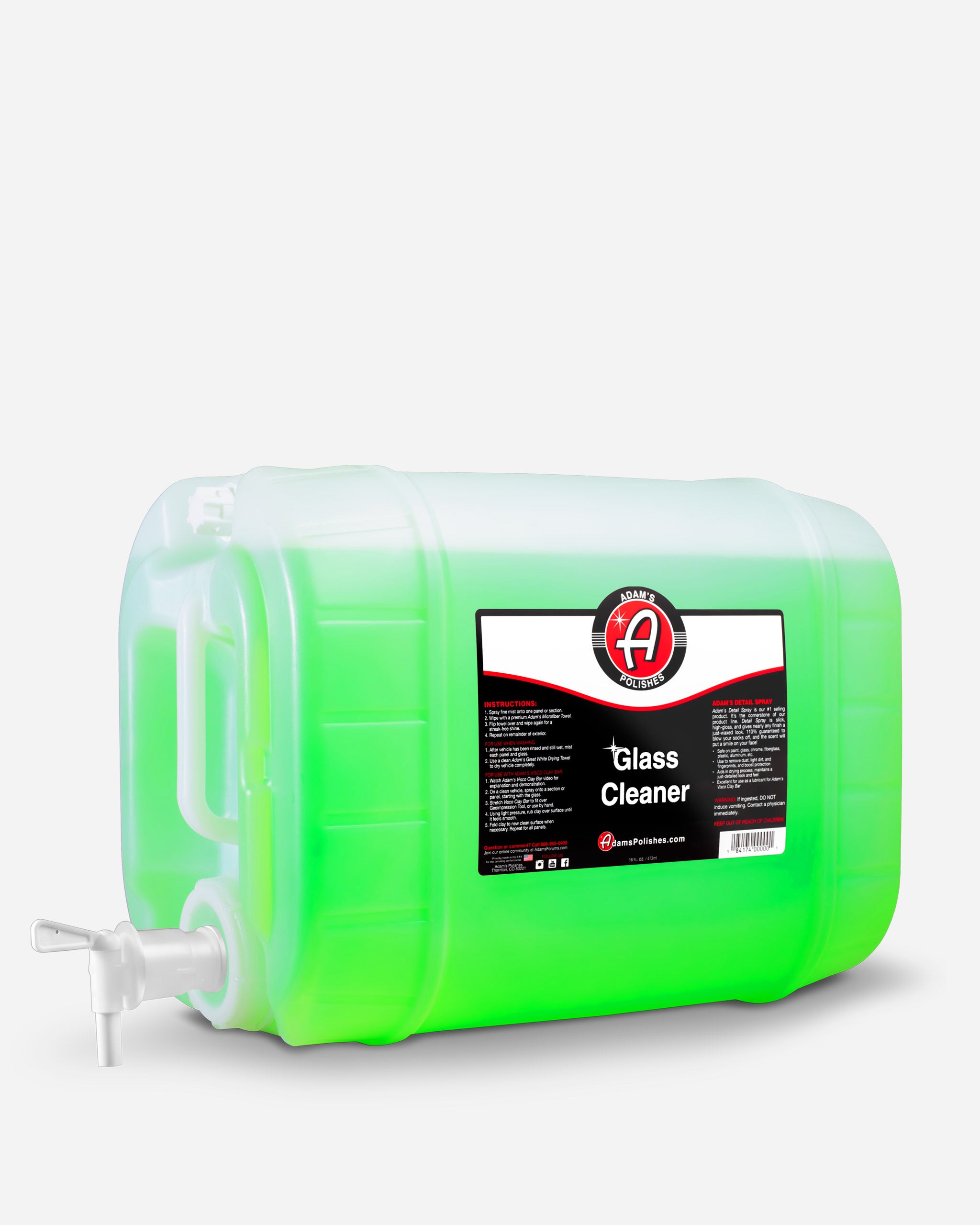 Adam's Glass Cleaner Gallon with Free 16oz