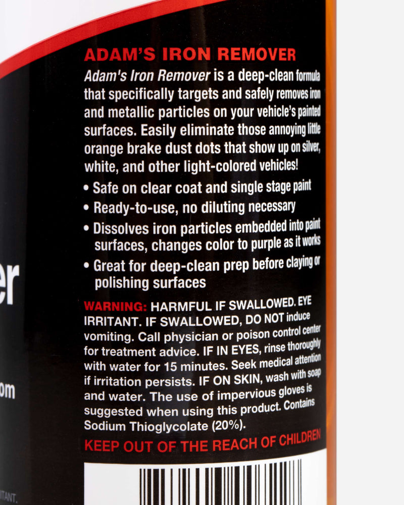 Adam's Iron Remover 5 Gallon - Iron Out Fallout Rust Remover Spray for Car  Detailing | Remove Iron Particles in Car Paint, Motorcycle, RV & Boat | Use