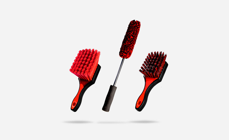 Tire & Wheel Cleaning Brush Combo Set with Soft Gentle Feather Ends